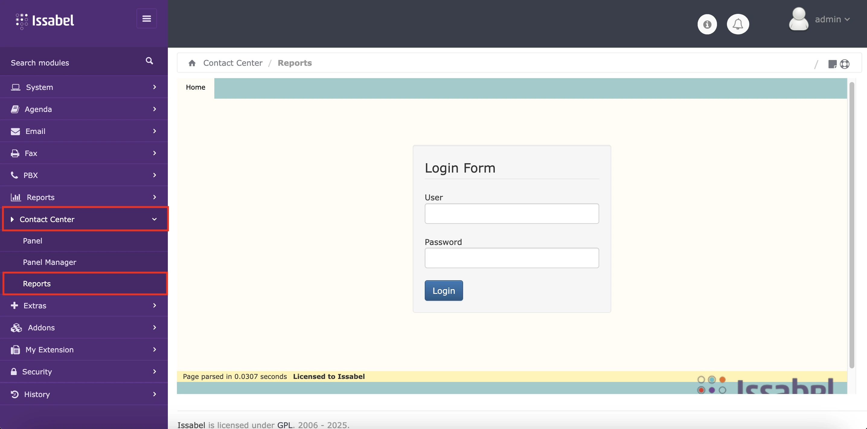 Access Asternic reports from the PBX menu